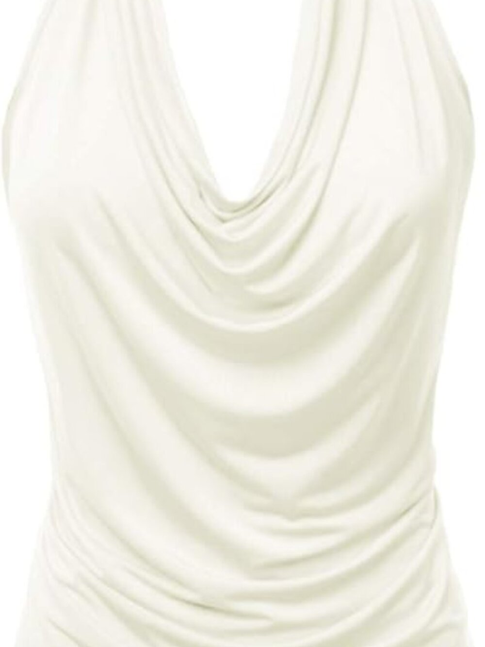Women's Casual Halter Neck Draped Front Sexy Backless Tank Top (S)